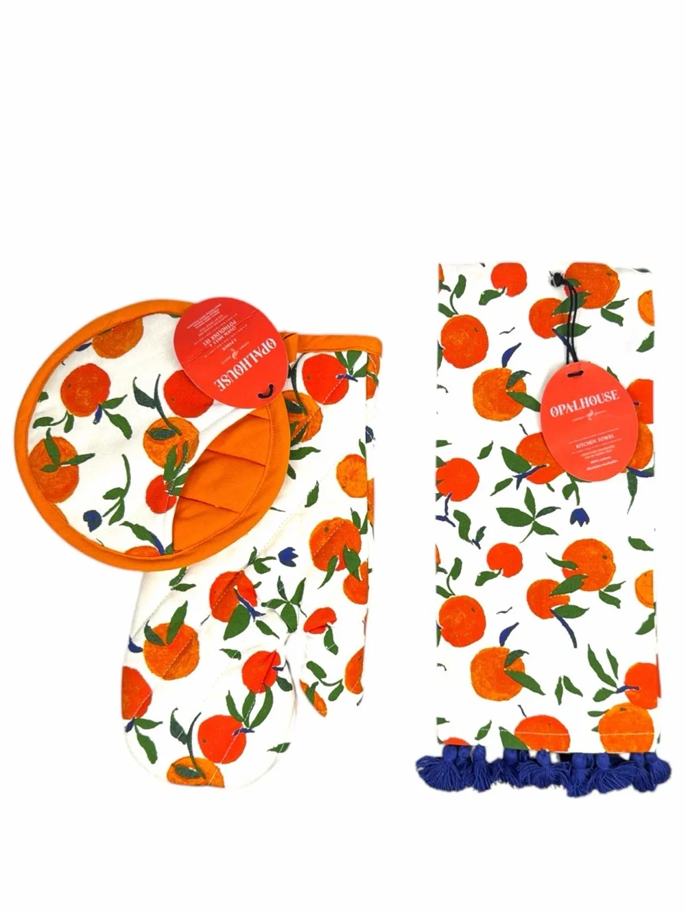 Opalhouse Citrus Orange Kitchen Towel Oven Mitt & Potholder Set NWT